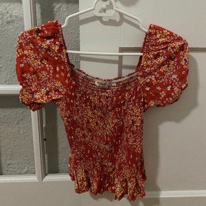 Peach Floral Top